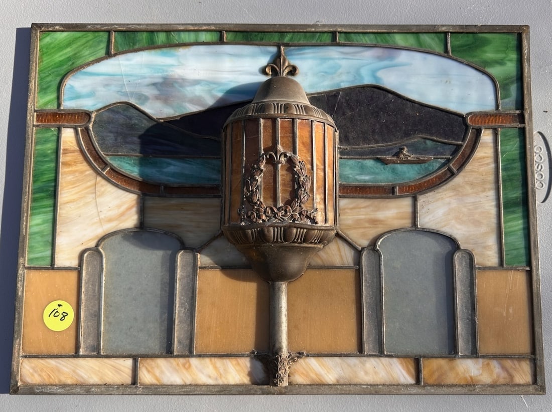 A Pair of Stained Glass Nickelodeon Panels (1 of 2)