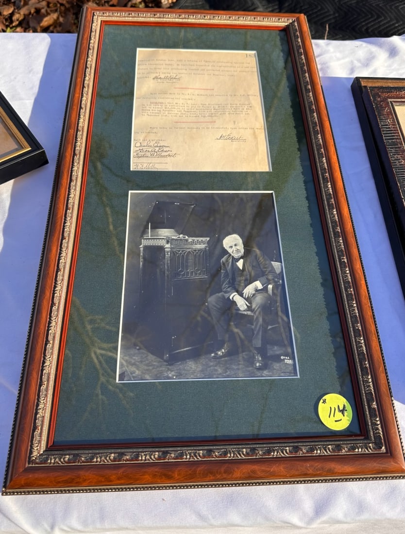 Edison Picture and Signature on a Loan Agreement: 25 x 14 wide