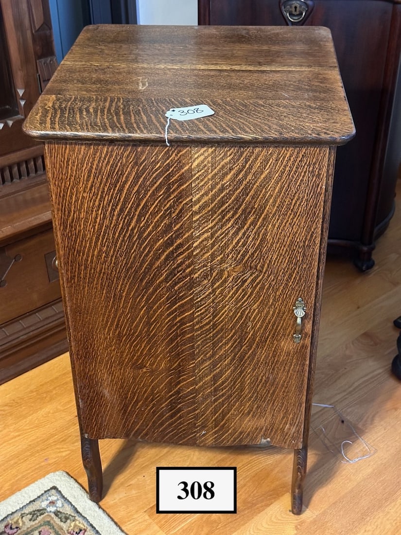 Oak Single Door Cylinder Record Cabinet (1 of 2)