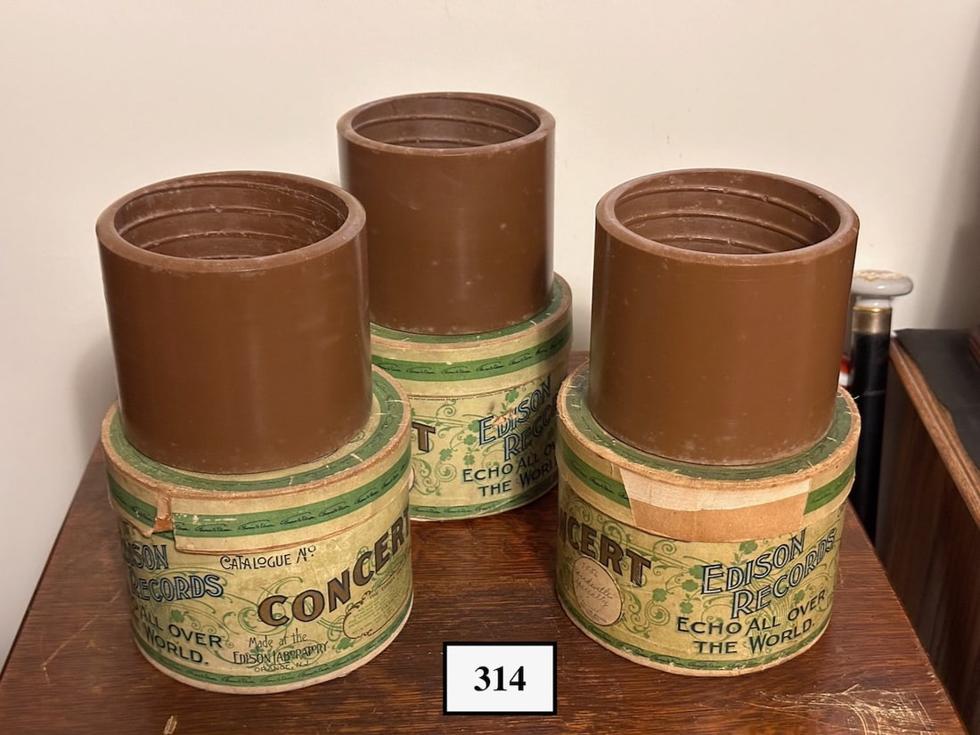 Three (3) 5" Brown Wax Cylinder Record (1 of 2)