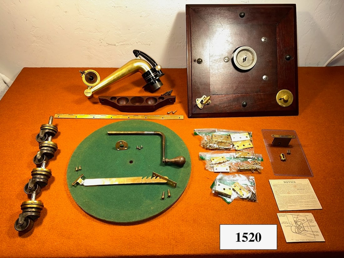 VTLA Parts: Complete Motor Board w/ Turn Table, Tonearm, Soundbox, Crank, Lock, Escutchions, (1 of 1)
