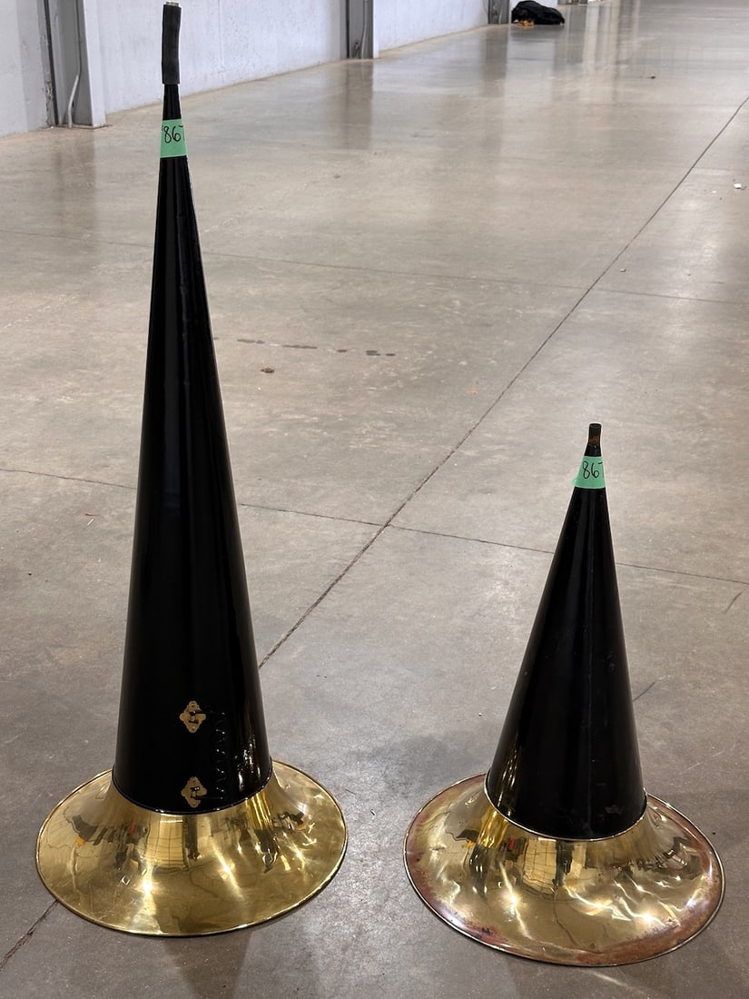 Two Large Brass Bell Horns (1 of 3)