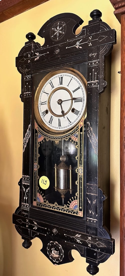 Ebonized Wood Wall Clock (1 of 6)