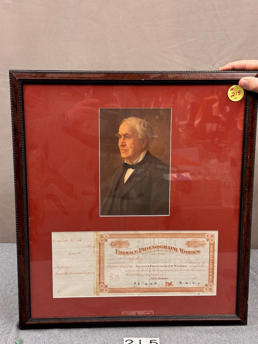Edison Stock Certificate and Portrait (1 of 6)