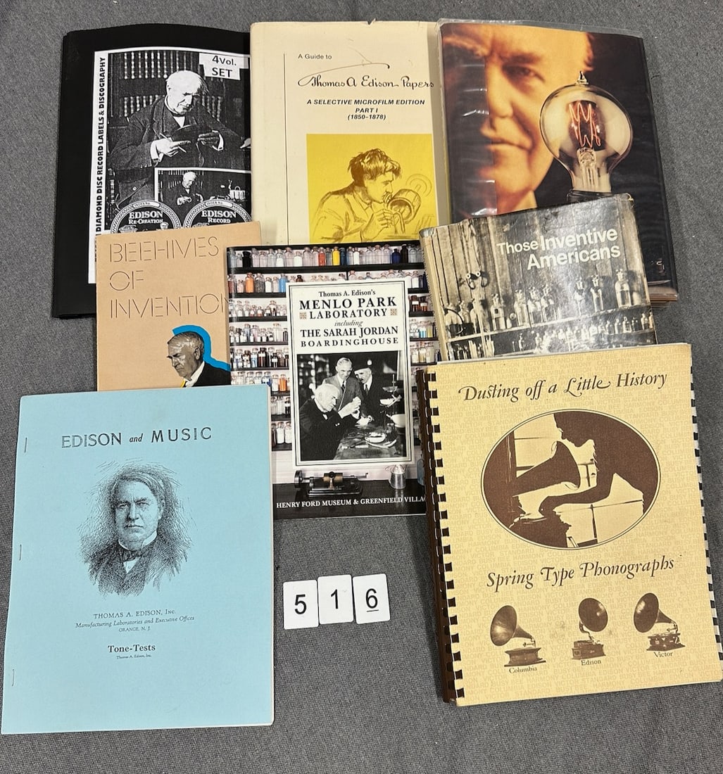 Reference Books: Edison Microfilm Edison Part 1; Century of Light; Beehives of invention; Menlo Park lab; Edison and Music; Dusting off a little History