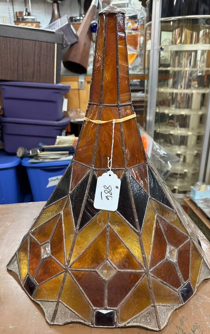 Stained Glass Phonograph Horn with jewels (1 of 2)