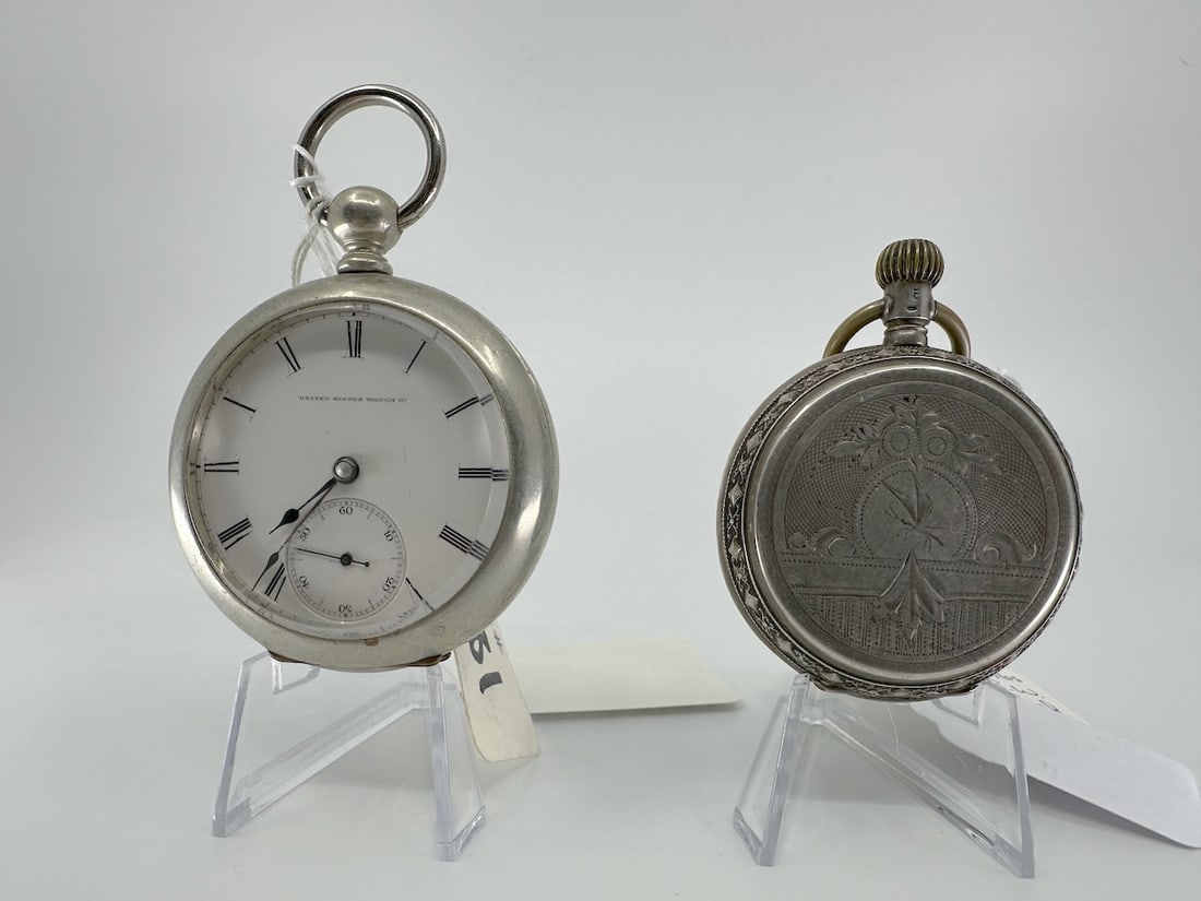 Two Pocket Watches: "Marion Wald" 18s K.W. "Asa Fuller" 36946 1874- & Silver H.C. 16s, Ls, Jeweled, S.W. Swiss Fancy Dial, c.1900