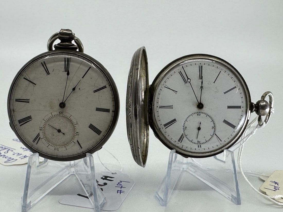 Two Pocket Watches: M.J. Tobias, Liverpool, K.W., silver, bad bal., 3014, c1848. & Arnold Adams, London, K.W., 50mm, silver, 5696, c1850.