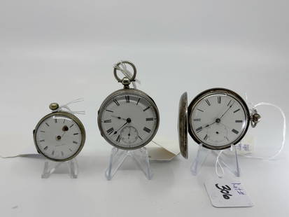 Three Pocket Watches: John Lawson, English fusee, silver, 33553., missing sec. hand , Churchill fusee, Liverpool, silver, c1800. & Rautte fusee, Geneve., missing hands, cracked dial, C1830