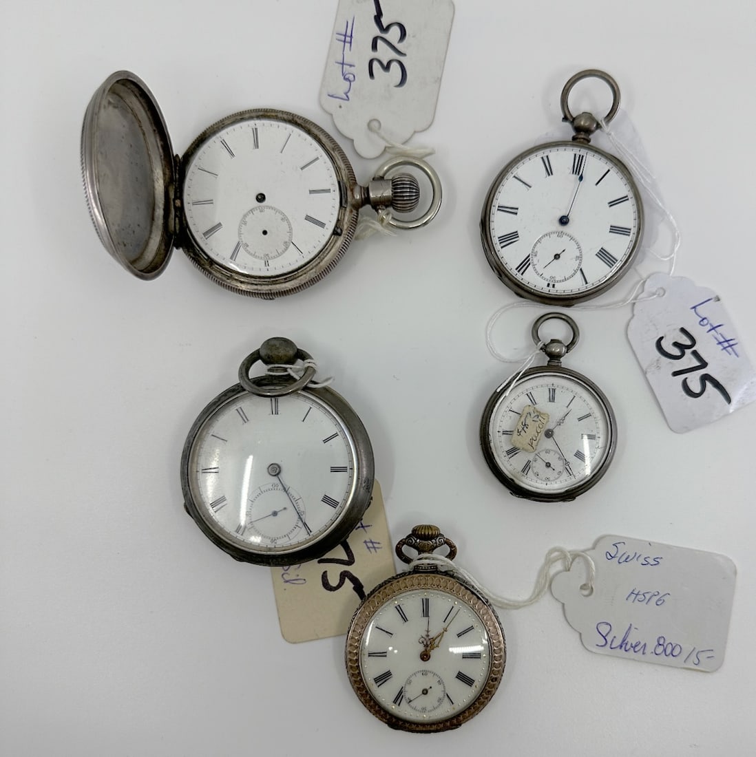 Group of 5 Silver Cased Pocket Watches (1 of 2)