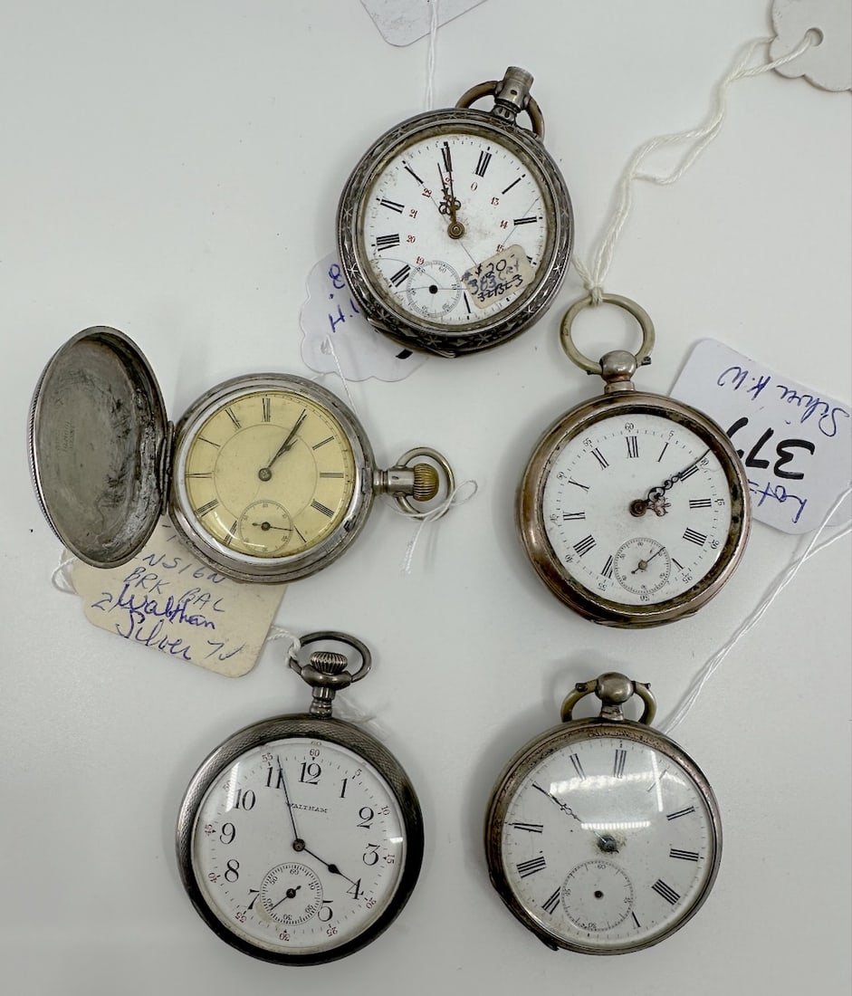 Group of 5 Silver Cased Pocket Watches (1 of 2)