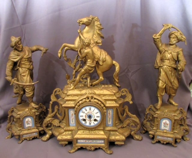 French Figural Clock with Garnitures (1 of 2)