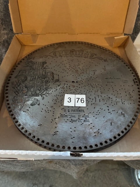 Regina Music Box Discs: 10 - 15-1/2" in good condition
