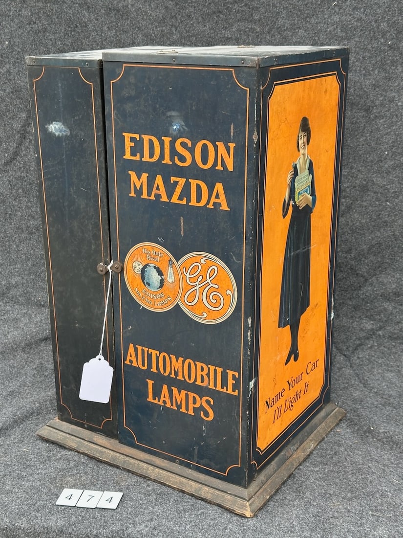Large Edison Mazda Automobile Lamps Metal Cabinet (1 of 7)