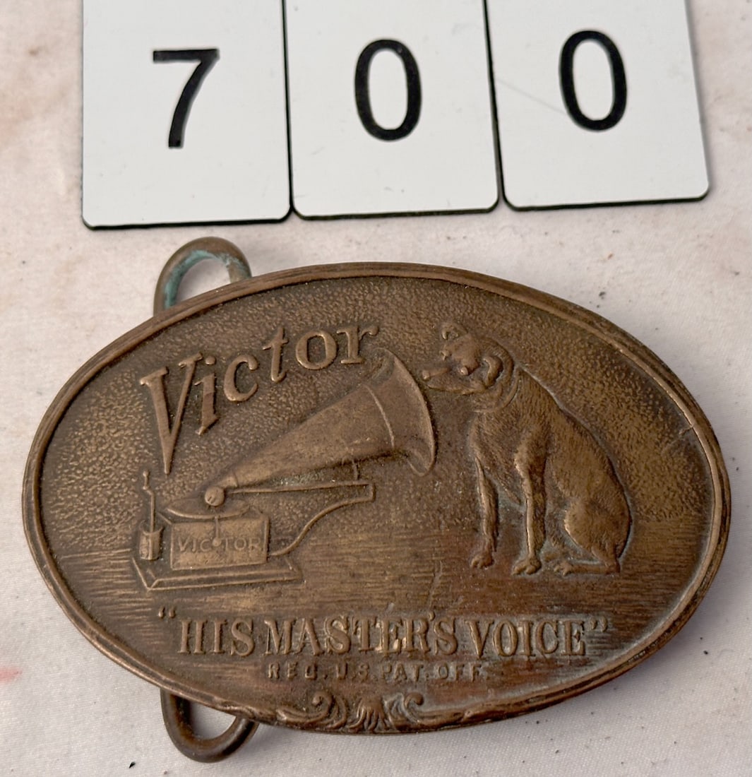 His Master Voice Belt Buckle: Marked Tiffany and Company, New York. Manufactured in the 1960-70s as a collectible replica