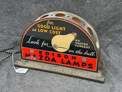 Edison Half Round Mazda Lighted Lamp Display