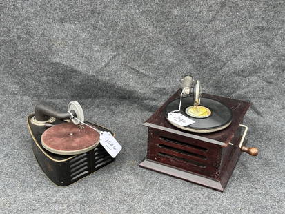 (2) Table Top Disc Phonographs: Complete. Both unmarked. One lot
