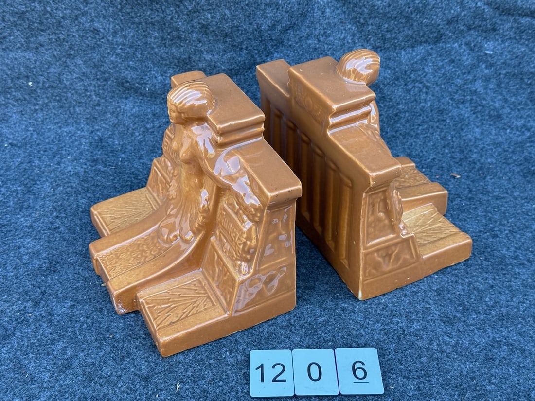 Edison Steinmetz Porcelain Bookends: 5 1/2" high, 6 1/2" each.