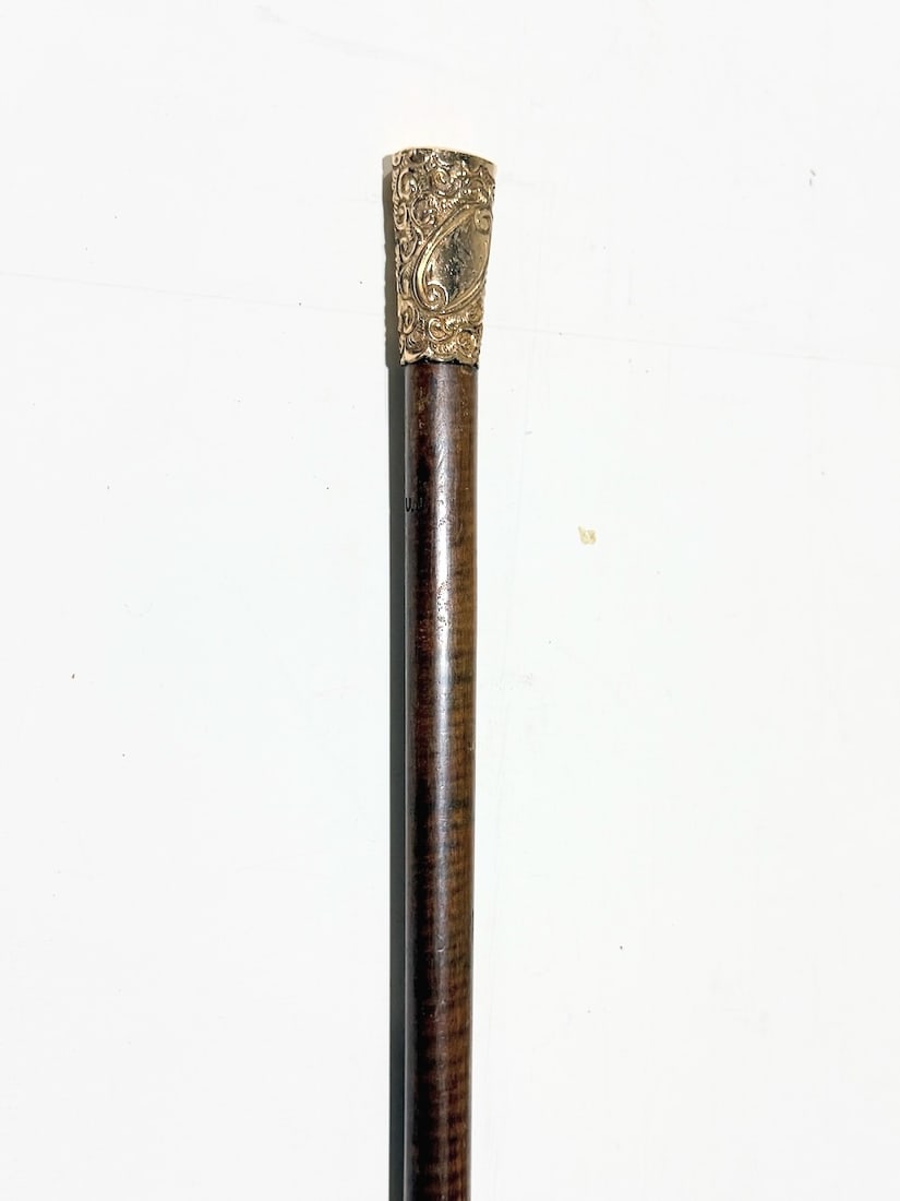 Presentation Cane- Oval Handle & Hand Engraved Shaft.C1890 (1 of 3)
