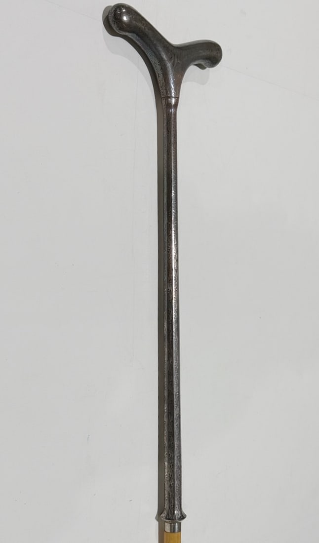 Gadget Cane -  Hindu Holymans Made From Sterling Silver Inlay In Iron From Persia. (1 of 6)