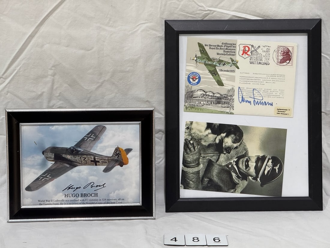 (2) German WWII German Pilot Postcards Framed (1 of 5)