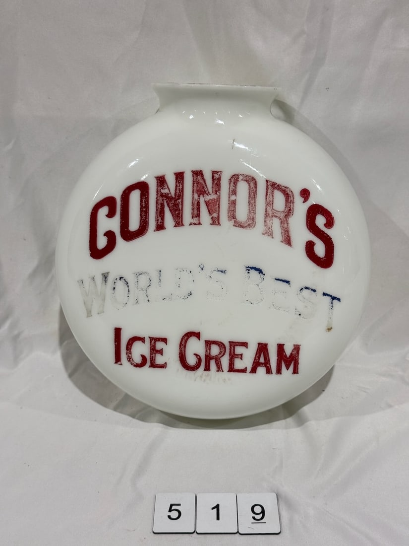 Connor's Ice Cream Light Fixture Glob Only: Marked on both sides. 10" x 10" 4" dia. hole