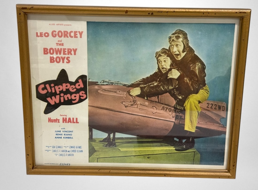 Bowery Boys Poster(Clipped Wings), Leo Hunts Potrait, and Fighting Folls Advertisement: 3 pieces one lot. Largest measures 17"w x 13.75