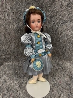 German Bisque Doll: Marked "No. 176", 18" tall, sleep eyes, open mouth w/teeth