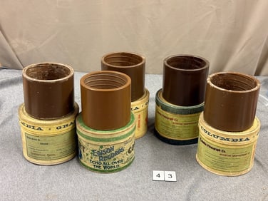 Five 5" Brown Wax Cylinders