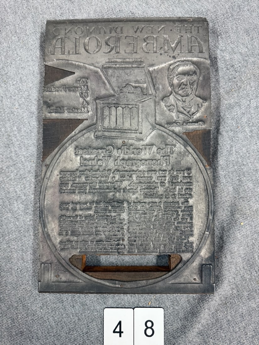 Advertising Printing Plate: "New Diamond Amberola", 6.25x9.25