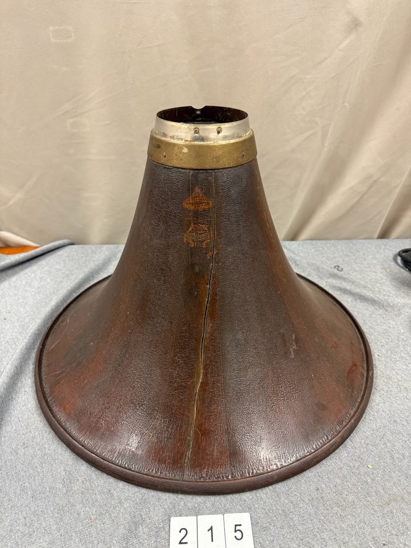 Music Master Mahogany Horn Bell: Wooden with collar. Has split in side.