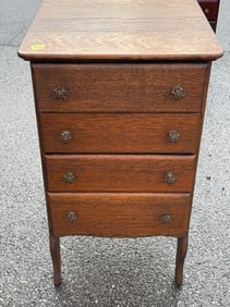 Oak 4 Drawer Cylinder Record Cabinet