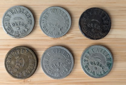 Six Callie Brother nickel tokens