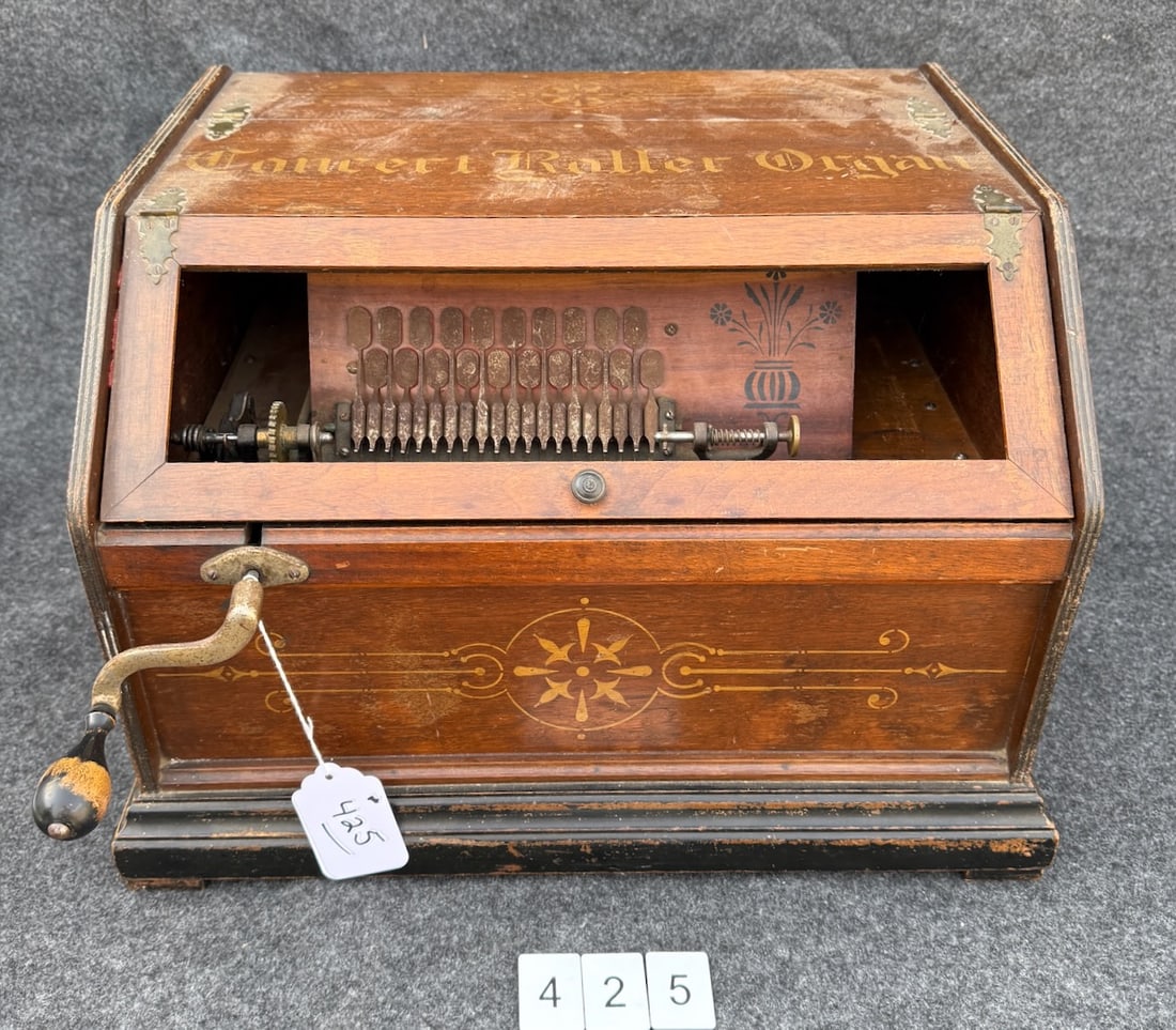 Concert Roller Organ: Missing glass, one wood cob included.