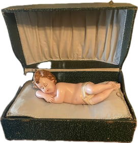 Early Wax Figural Musical Automaton Baby Jesus