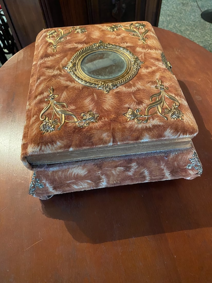 Musical Photo Album: Velvet cover with mirror front. Photos icluded.