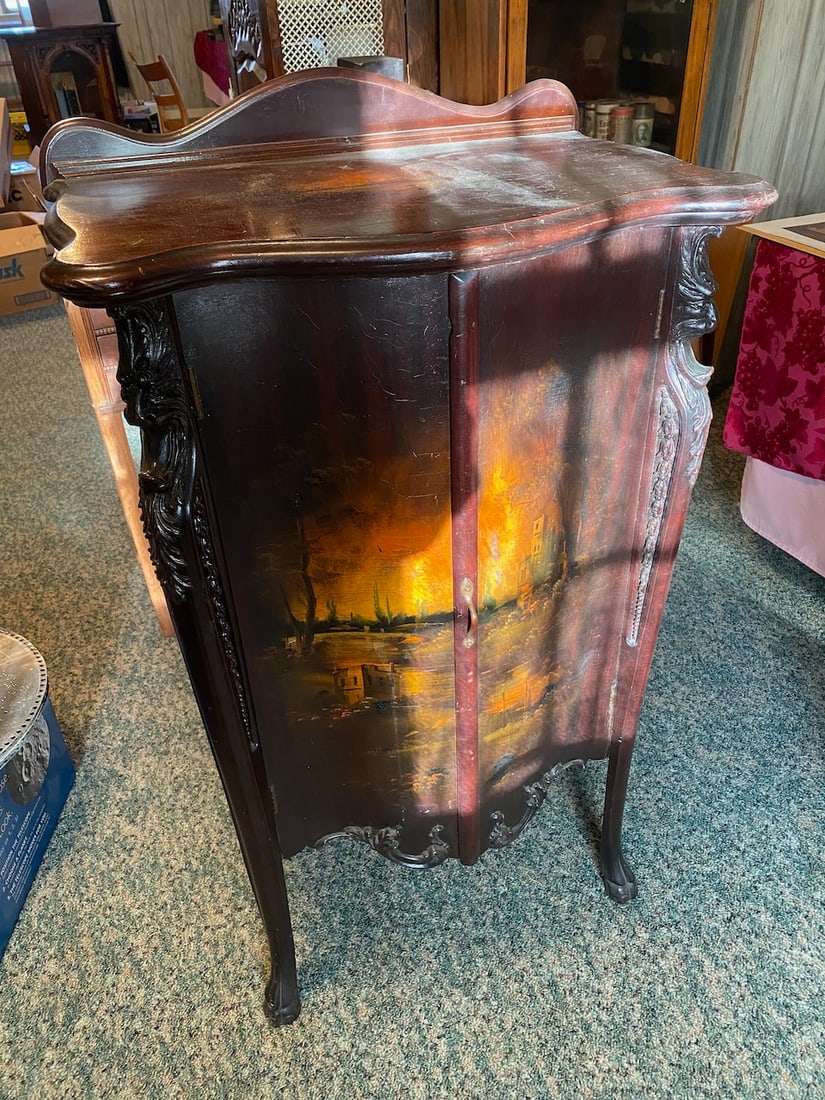 Rookwood Sheet Music Cabinet: Serpentine front. Some wear and scratches