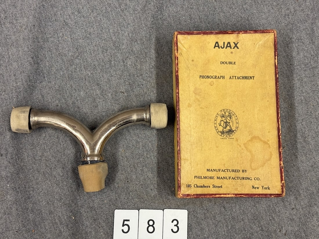 Ajax Double Phonograph Adapter: Original box.