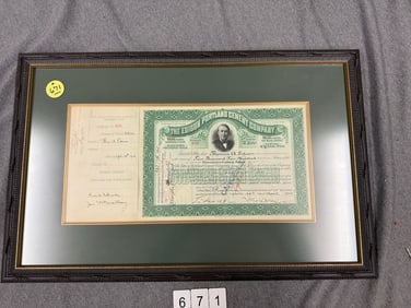 Framed Portland Cement Stock Certificate