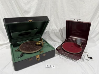 (2) Portable Disc Phonographs
