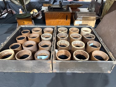 21 5" Brown Wax Cylinder Records In Original Case