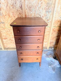 Five Drawer Oak Cylinder Record Cabinet