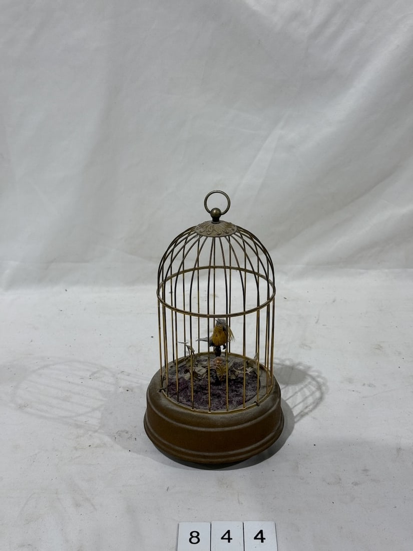 Musical Singing Bird Cage: Single bird, Made in West Germany. Not working