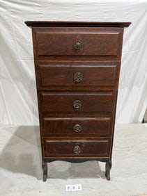 5 Drawer Oak Cylinder Record Cabinet