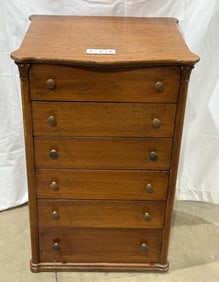 6 Drawer Oak Cylinder Record Cabinet