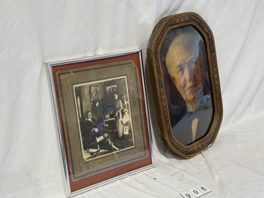 Real Photo of Phonograph and Edison Framed portrait