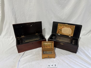 (3) Cylinder Music Boxes