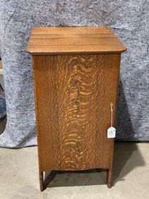 Single Door Oak Cylinder Record Cabinet