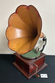 Victor O Phonograph with Yellow Petal Horn