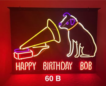 Large Happy Birthday Neon Nipper Lighted Sign
